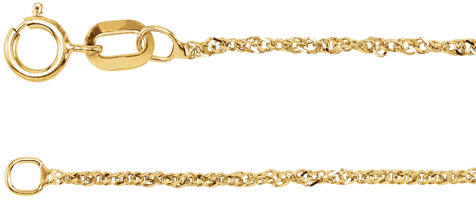 14K Yellow 1 mm Singapore 7" Chain 
