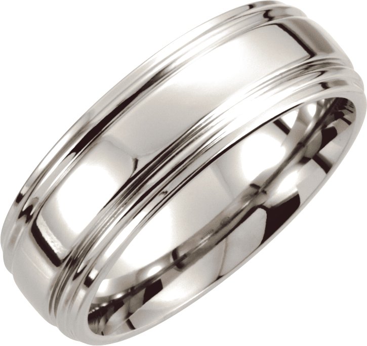 Cobalt 8 mm Double Ridged Band Size 12