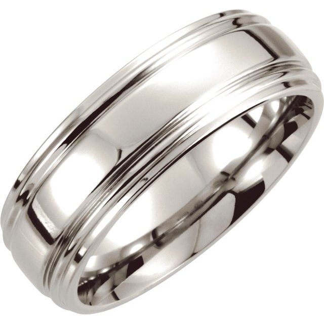 Cobalt 8 mm Double Ridged Band Size 12.5