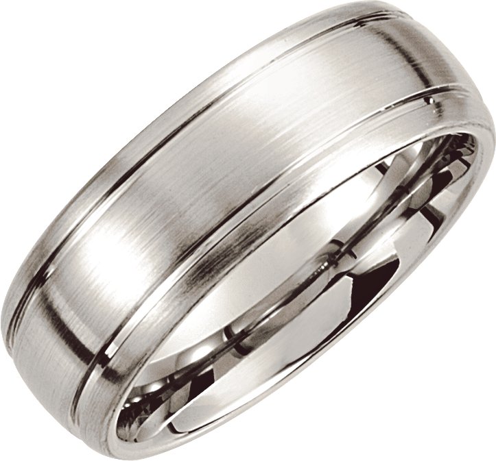 Cobalt 8 mm Slightly Domed Round Edge Band with Satin Finish and Grooves Size 10 Ref 3139357
