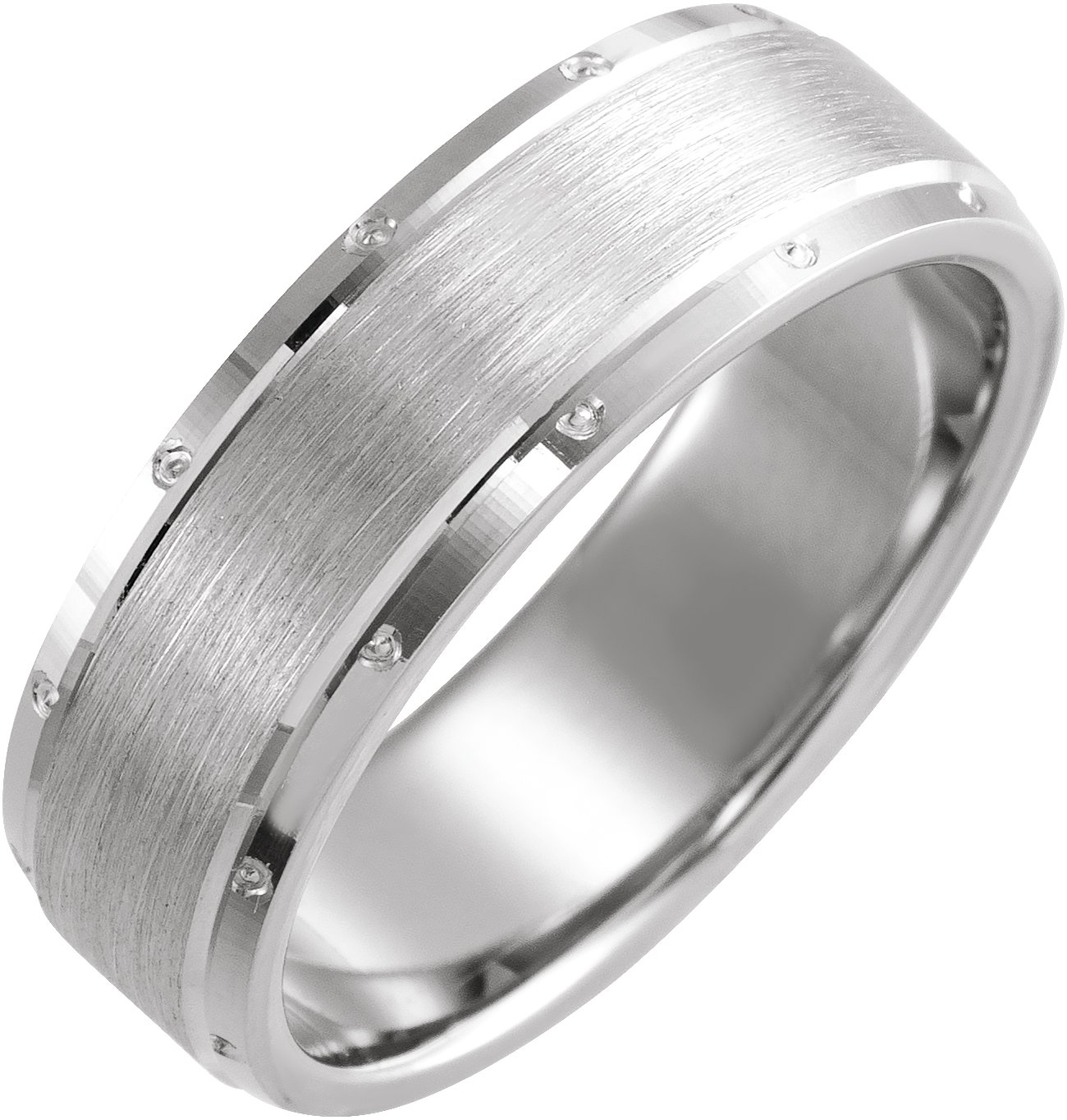 Platinum 7 mm Beveled Edge Band with Matte Finish Size 10 Ref 16077000