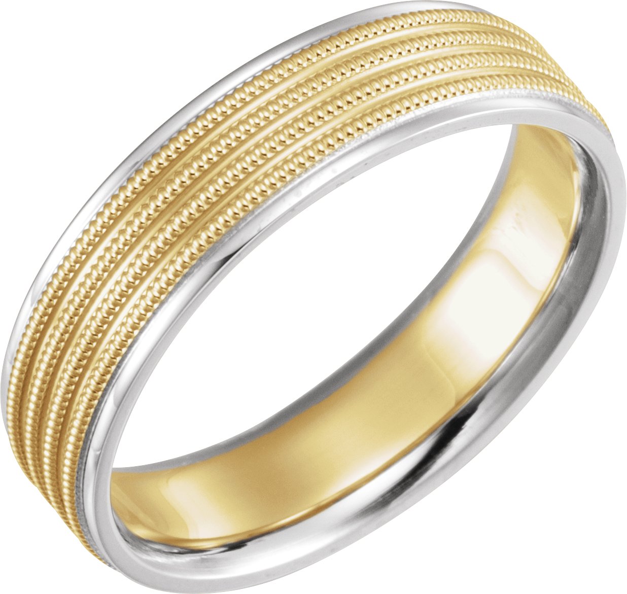 14K White and Yellow 6 mm Grooved Band with Milgrain Size 5.5 Ref 2273859