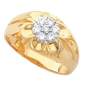 14K Yellow White 3.1 mm Round Cluster Belcher Ring Mounting Stuller