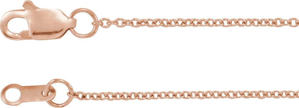 18K Rose 1 mm Cable 20" Chain