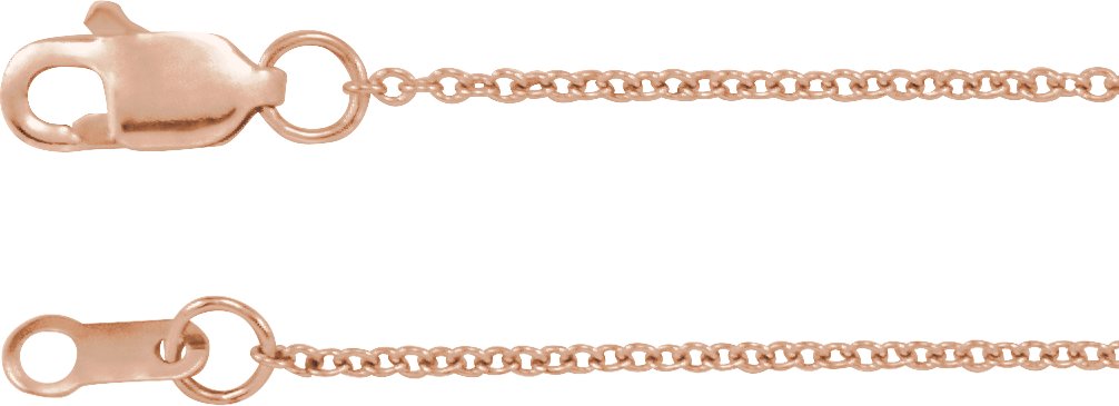 14K Rose 1 mm Cable 18" Chain