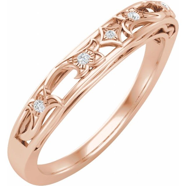 14K Rose .04 CTW Diamond Matching Band for 5.2 mm Round Engagement