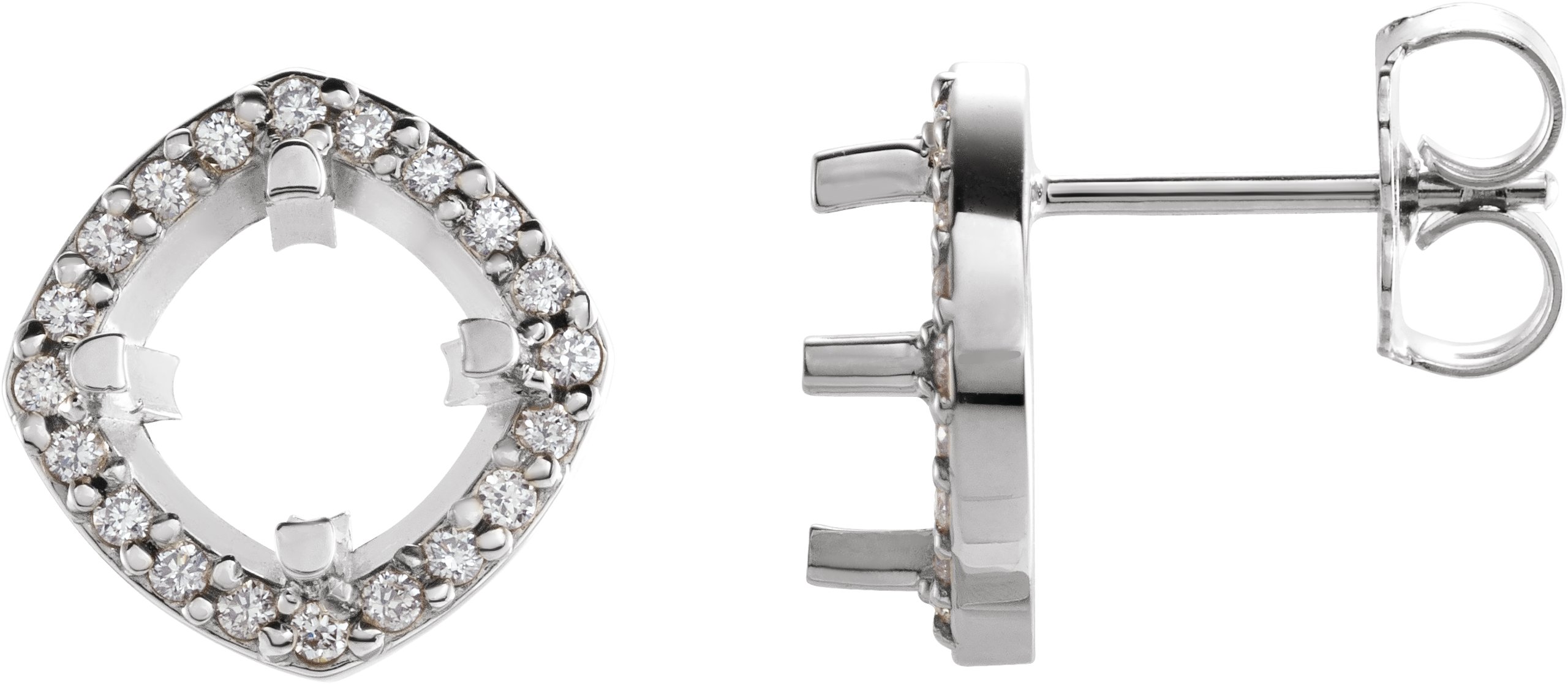 Cushion 4-Prong Halo-Style Earrings