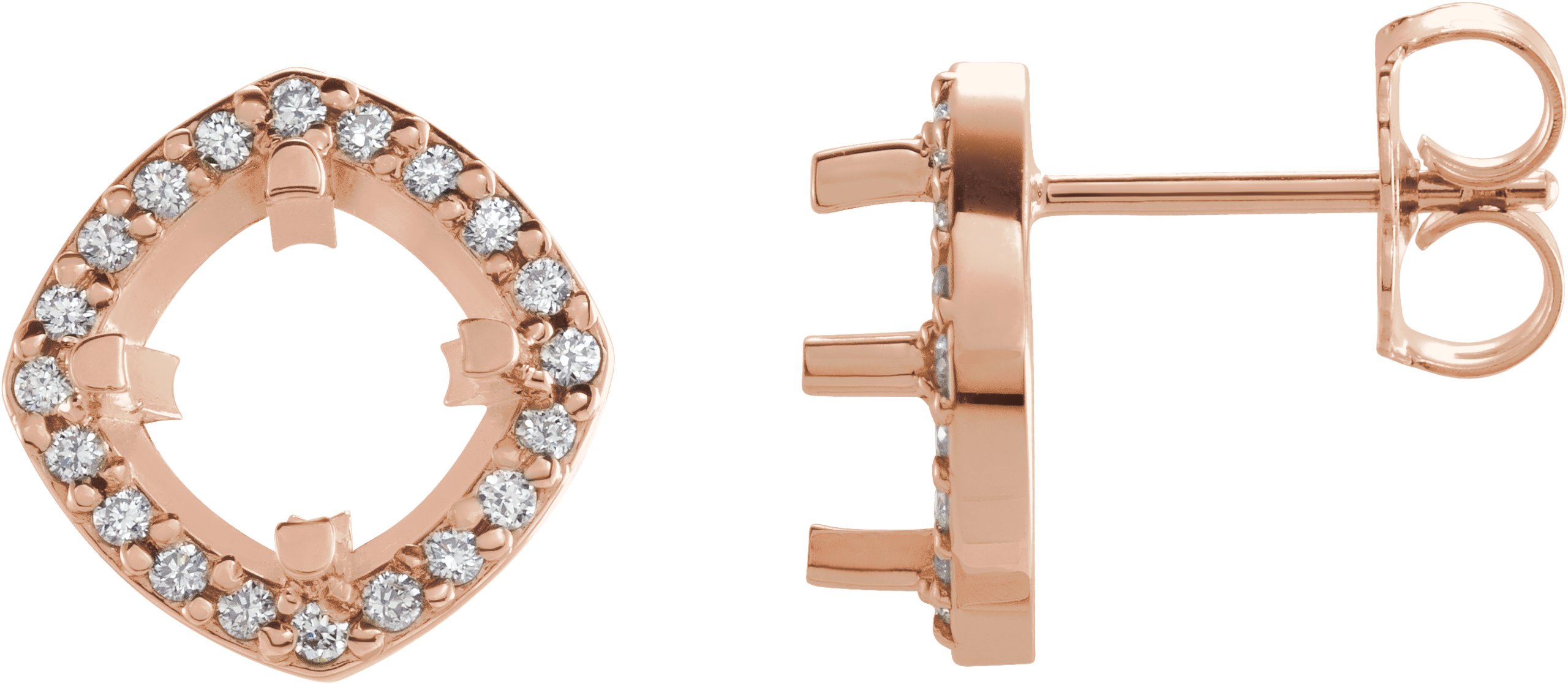 Cushion 4-Prong Halo-Style Earrings