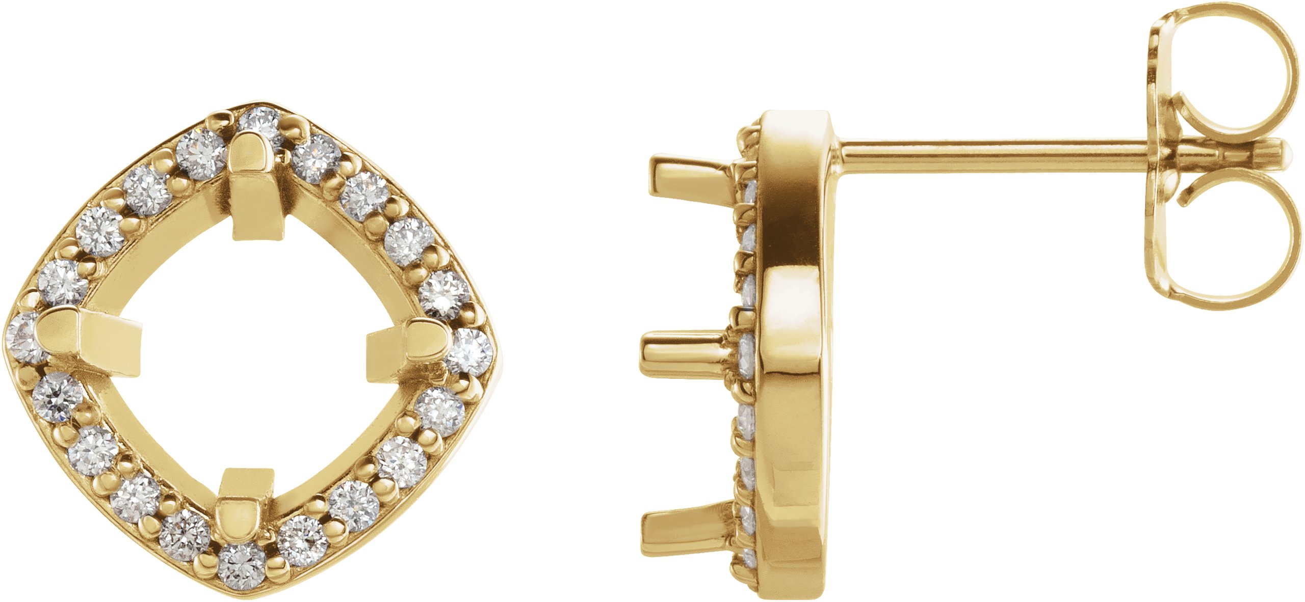 Round 4-Prong Halo-Style Earrings