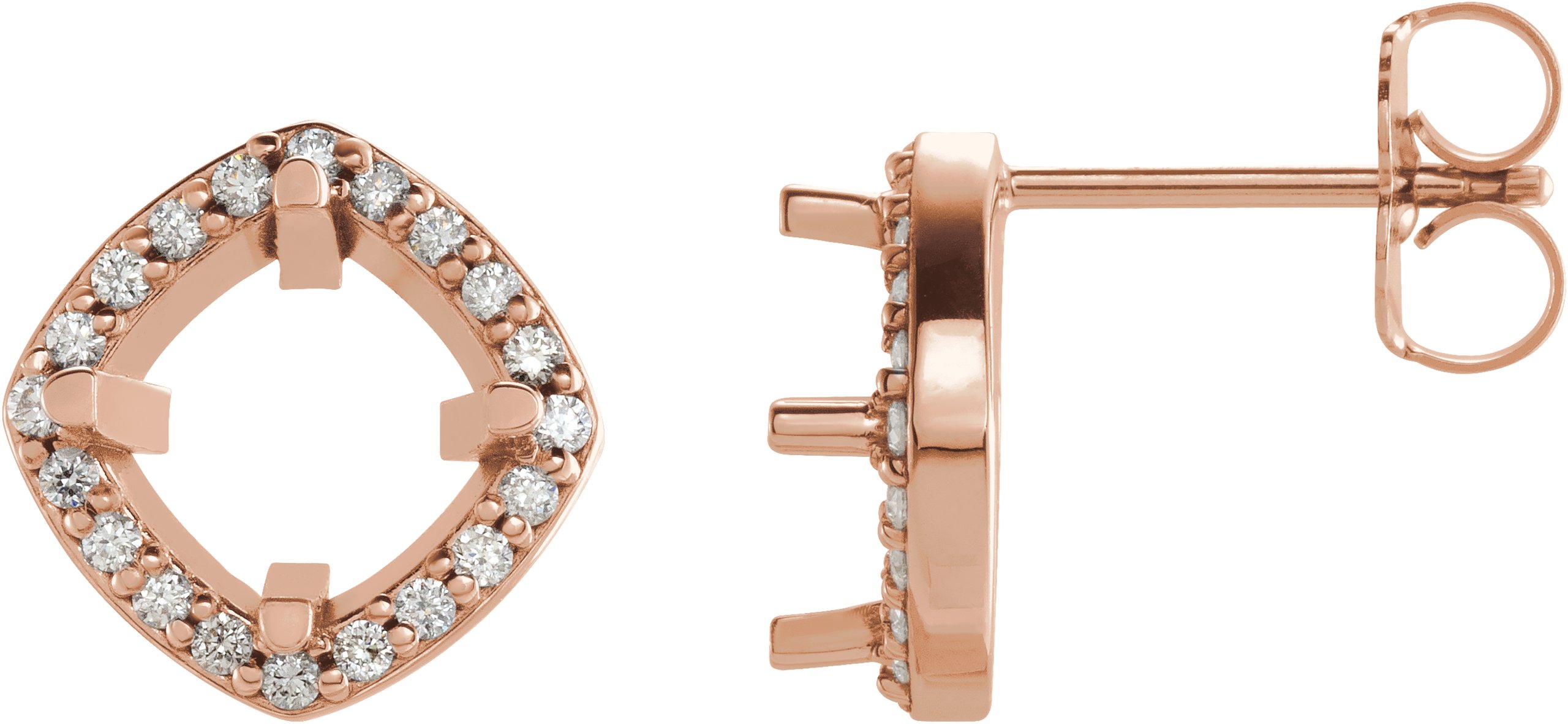Round 4-Prong Halo-Style Earrings