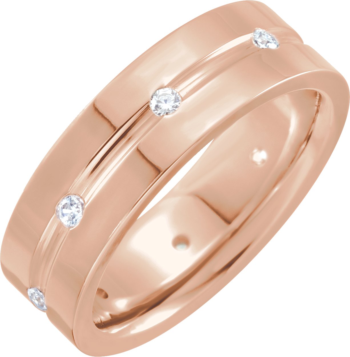 14K Rose .17 CTW Diamond Grooved Band Size 10 Ref 16542148