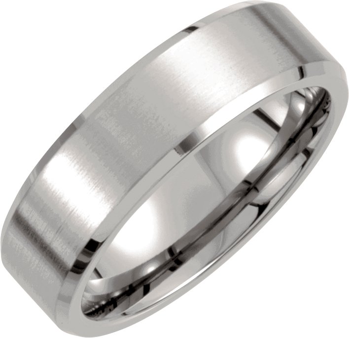 Titanium 7 mm Beveled-Edge Band Size with Satin Finish 10.5<br>(Size 10.5)