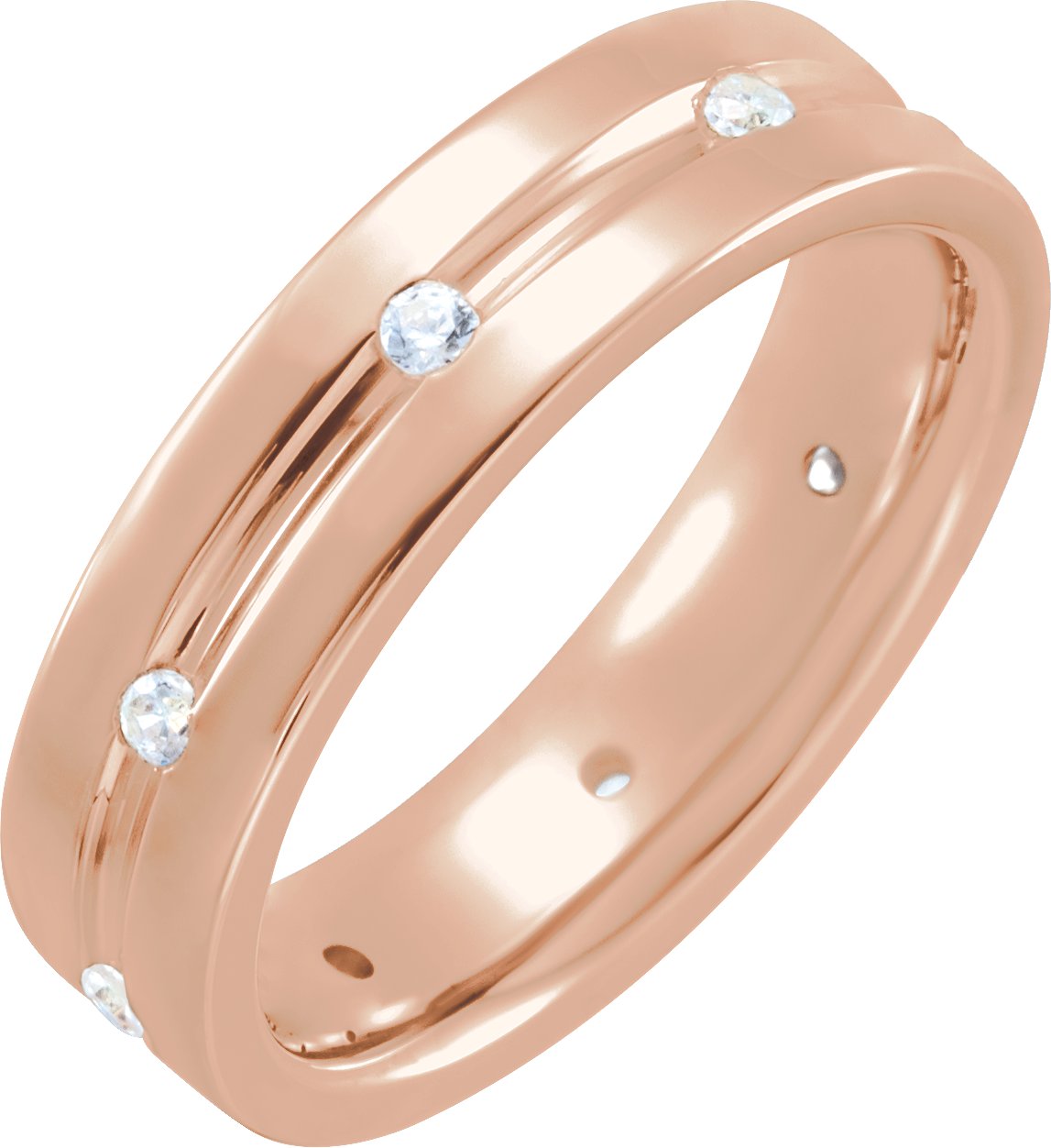 14K Rose .17 CTW Diamond Grooved Band Size 4 Ref 16542004