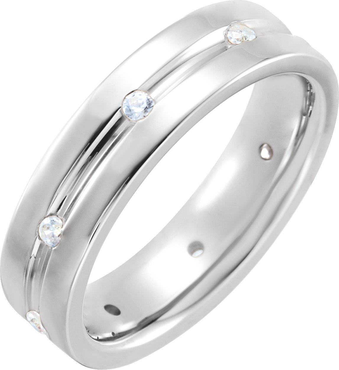 Platinum .17 CTW Diamond Grooved Band Size 4 Ref 16542037