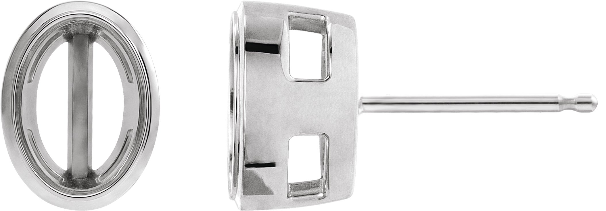 Oval Tapered Bezel-Set Earrings