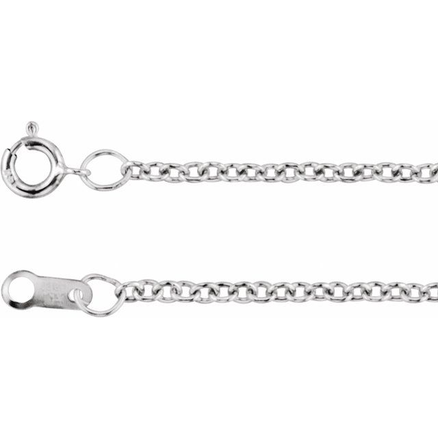 Rhodium-Plated Sterling Silver 1.5 mm Cable 24 Chain