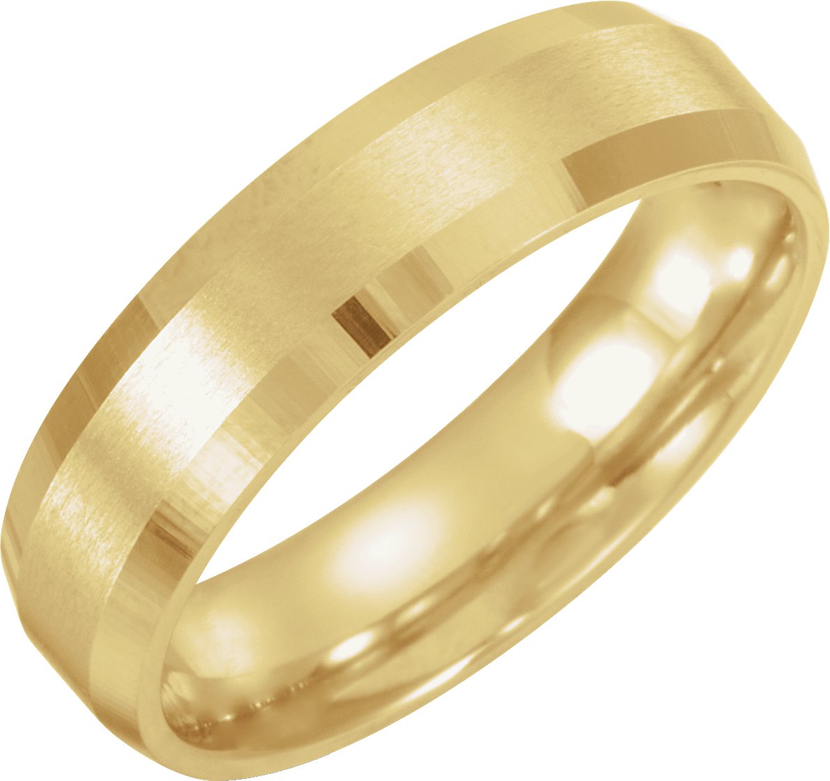 14K Yellow 6 mm Beveled-Edge Band with Satin Finish Size 10.5