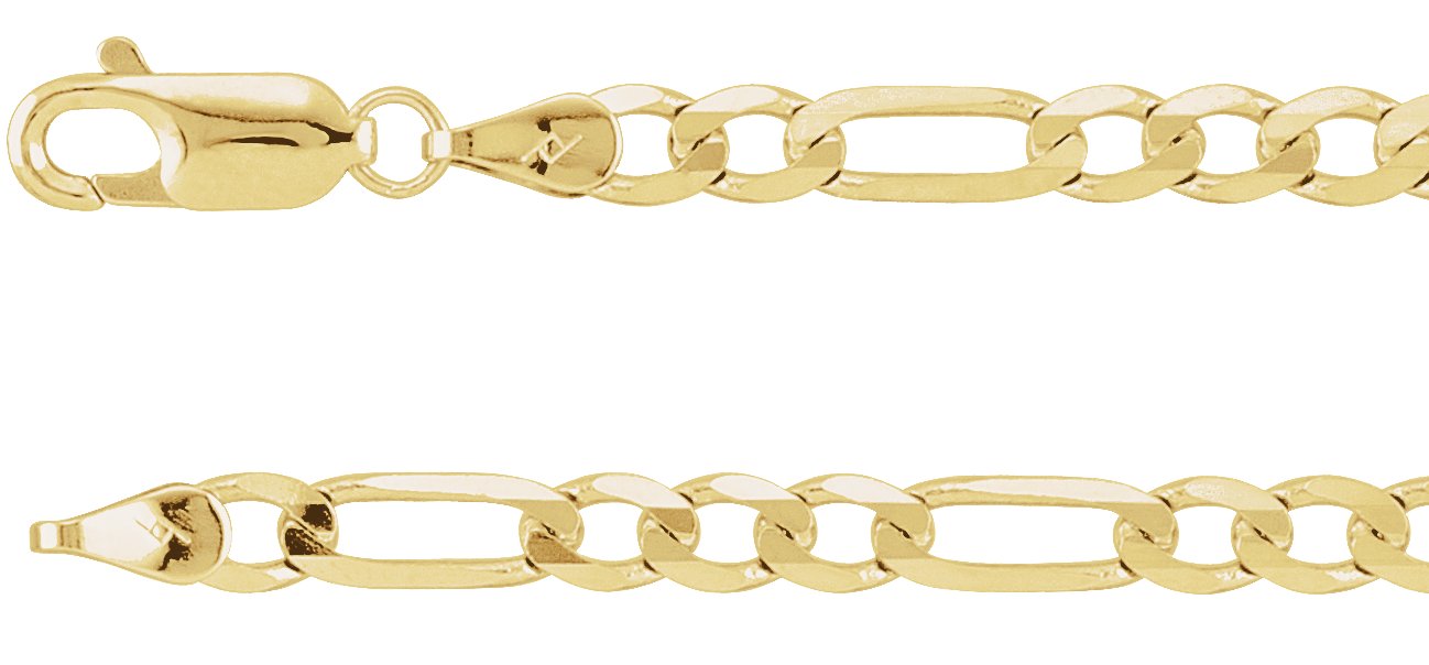 14K Yellow 4 mm Figaro 7 Chain 
