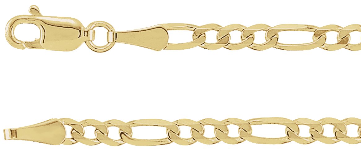 14K Yellow 3 mm Solid Figaro 24" Chain
