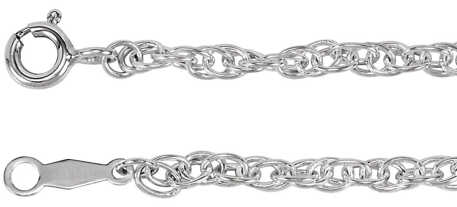 2.5mm Sterling Silver Rope Chain with Spring Ring Clasp 20 inch Ref 771287