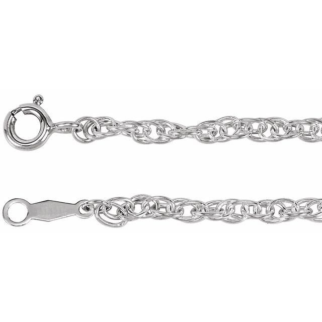 Sterling Silver 2.5 mm Rope 7 Chain 