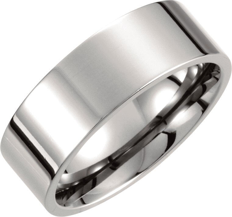 Titanium 8 mm Flat Polished Band Size 10<br>(Size 10)