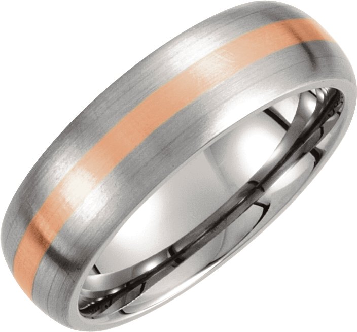 Titanium & 14K Rose Inlay 7 mm Satin Finish Band Size 8