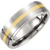 Titanium and 14K Yellow Inlay 7 mm Ridged and Satin Finished Band Size 11.5 Ref 3136312