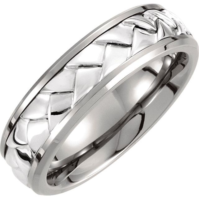 Titanium & Sterling Silver Inlay 7 mm Woven Band Size 10