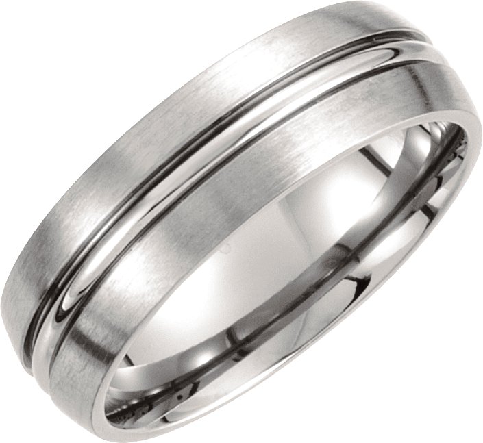 Titanium 7 mm Grooved & Satin Finished Band Size 9.5
