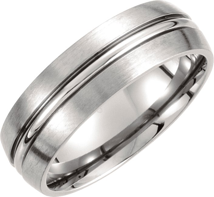 Titanium 7 mm Grooved & Satin Finished Band Size 10.5