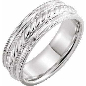 10K White 7 mm Rope Pattern Band with Milgrain Size 4.5 Ref 16526074