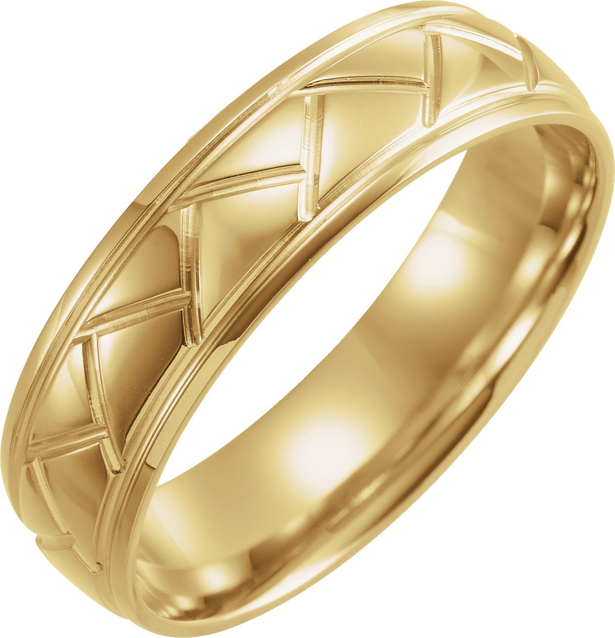 14K Yellow 6 mm Tread Pattern Band Size 11.5