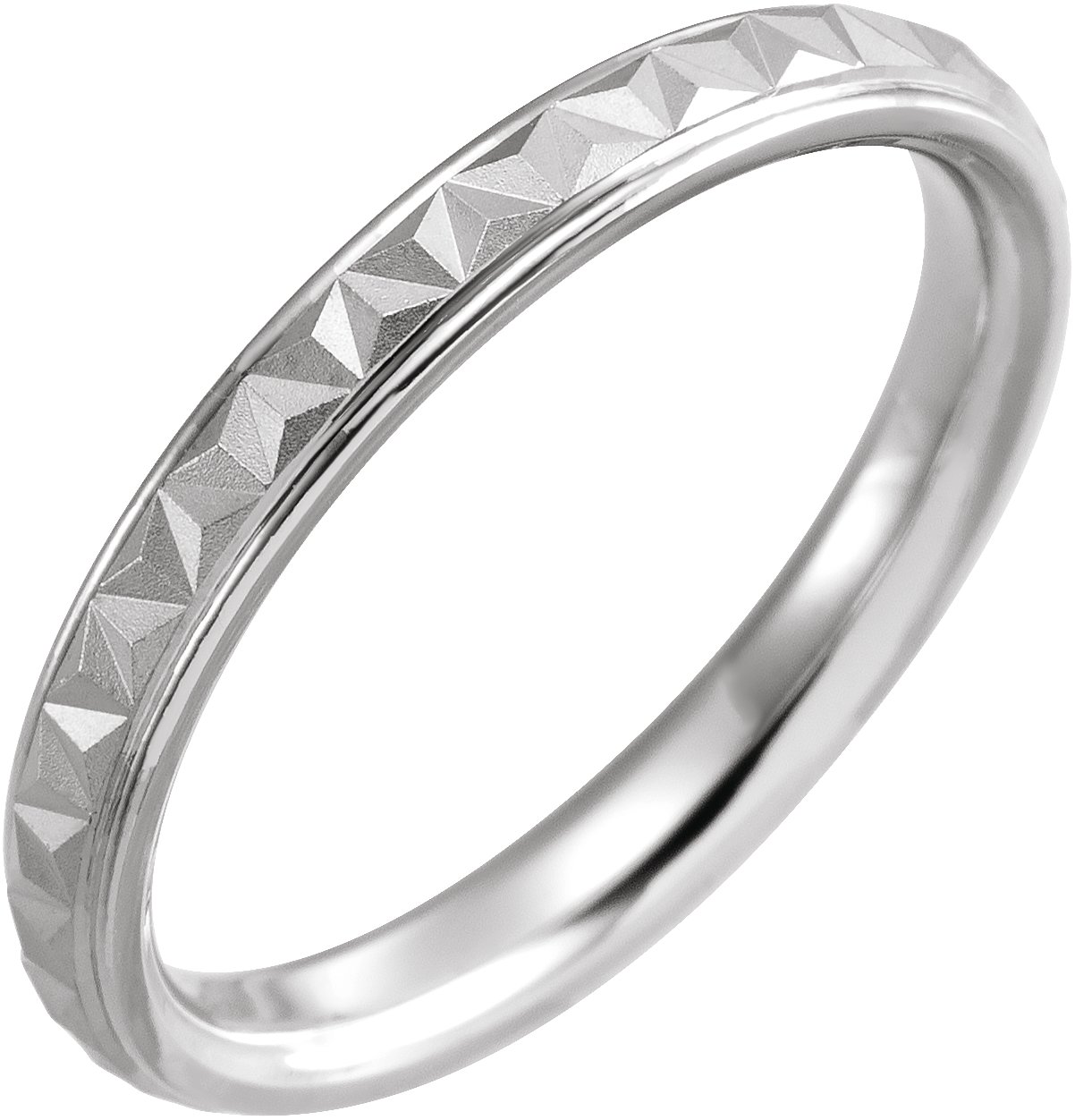 Sterling Silver 3 mm Geometric Band with Matte/Polished Finish Size 20