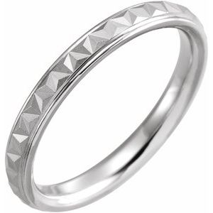 Sterling Silver 3 mm Geometric Band with Matte/Polished Finish Size 19