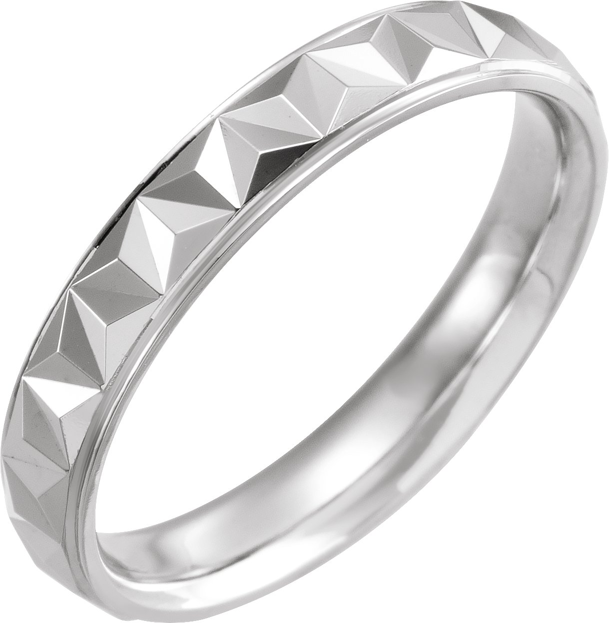 Platinum 4 mm Geometric Band with Polished Finish Size 12