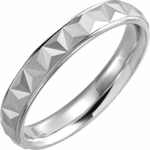Sterling Silver 4 mm Geometric Band with Matte/Polished Finish Size 18