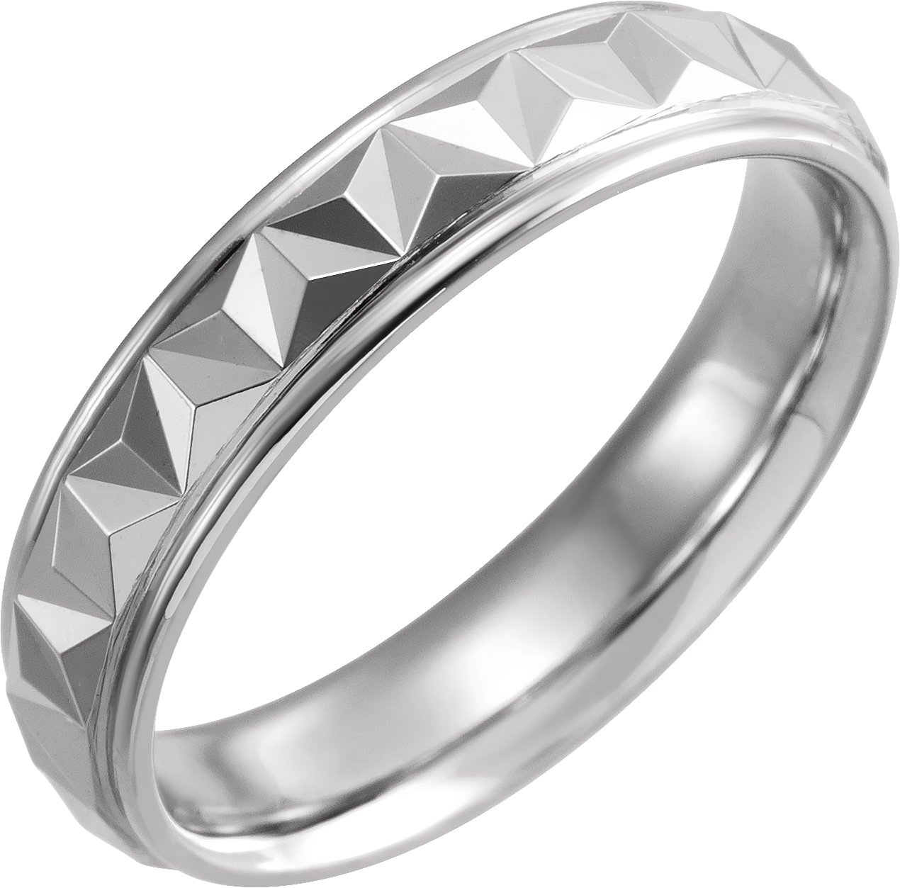 Continuum Sterling Silver 5 mm Geometric Band with Polished Finish Size 15