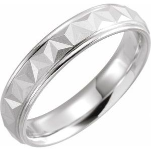 Sterling Silver 5 mm Geometric Band with Matte/Polished Finish Size 15.5