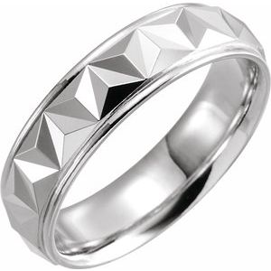 Sterling Silver 6 mm Geometric Band with Polished Finish Size 4.5