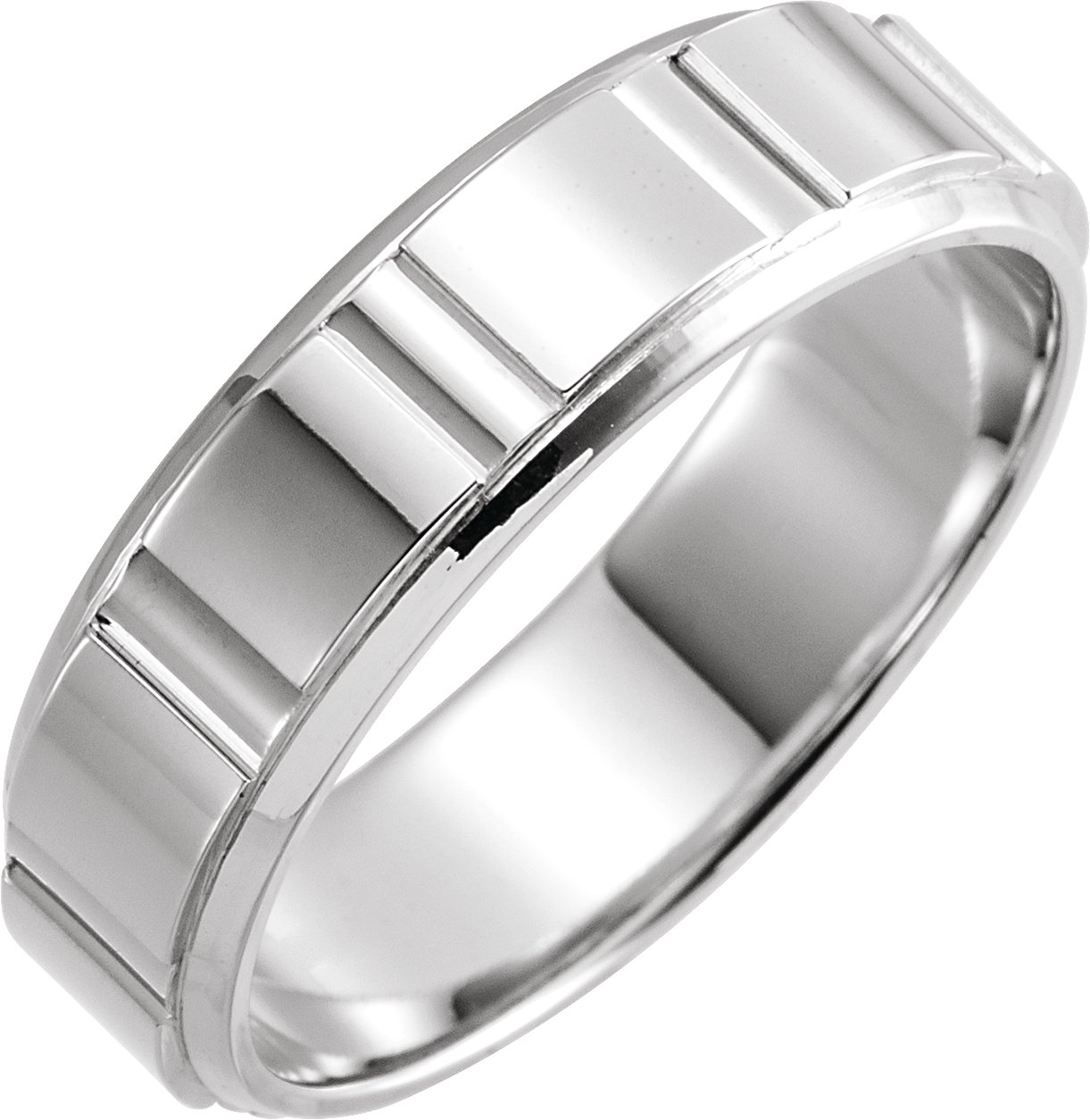 14K White 6 mm Patterned Band Size 10