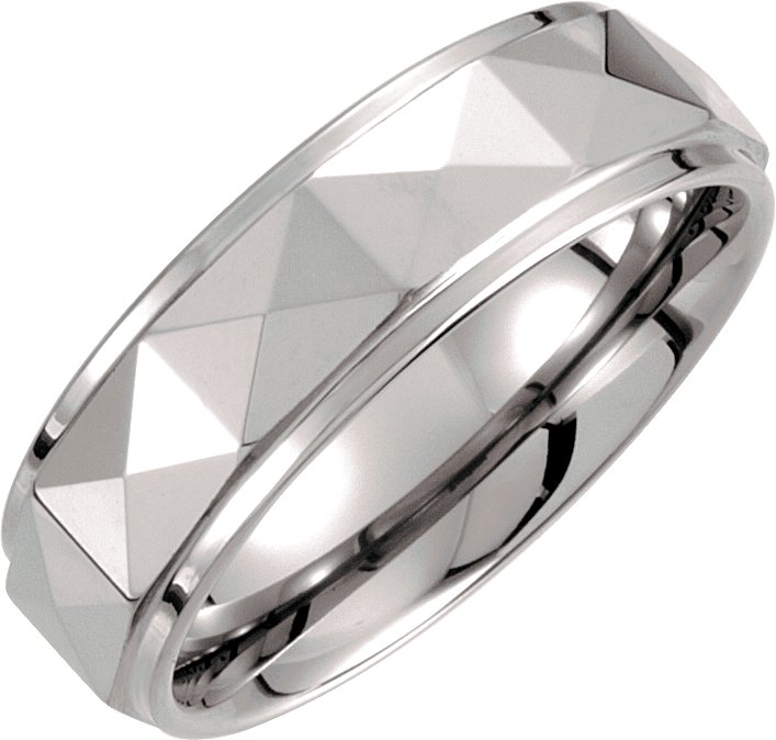 Tungsten 7.3 mm Faceted Band with Ridge Size 11