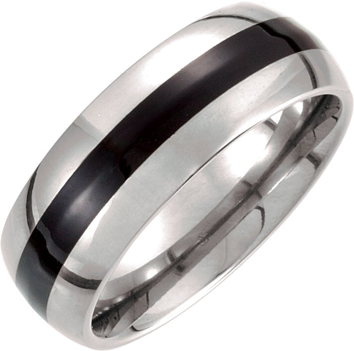 Tungsten 8.3 mm Domed Band with Black Enamel Size 8
