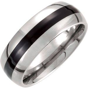 Tungsten 8.3 mm Domed Band with Black Enamel Size 7