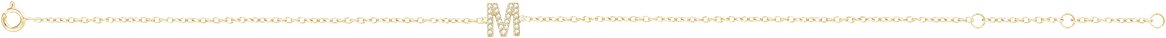 14K Yellow .07 CTW Natural Diamond Initial M 6-7 Bracelet