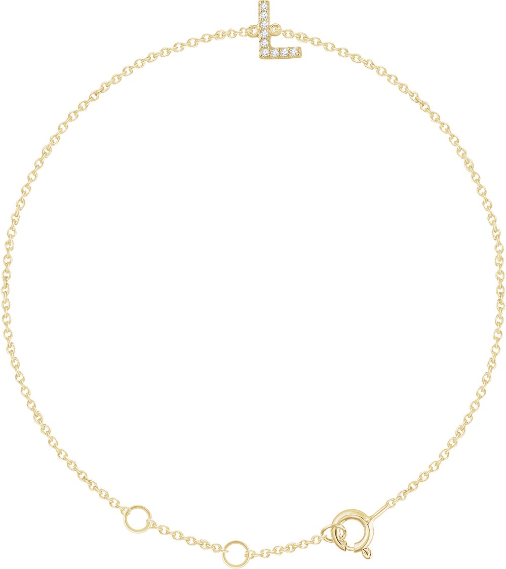 14K Yellow Gold Letter L Bracelet