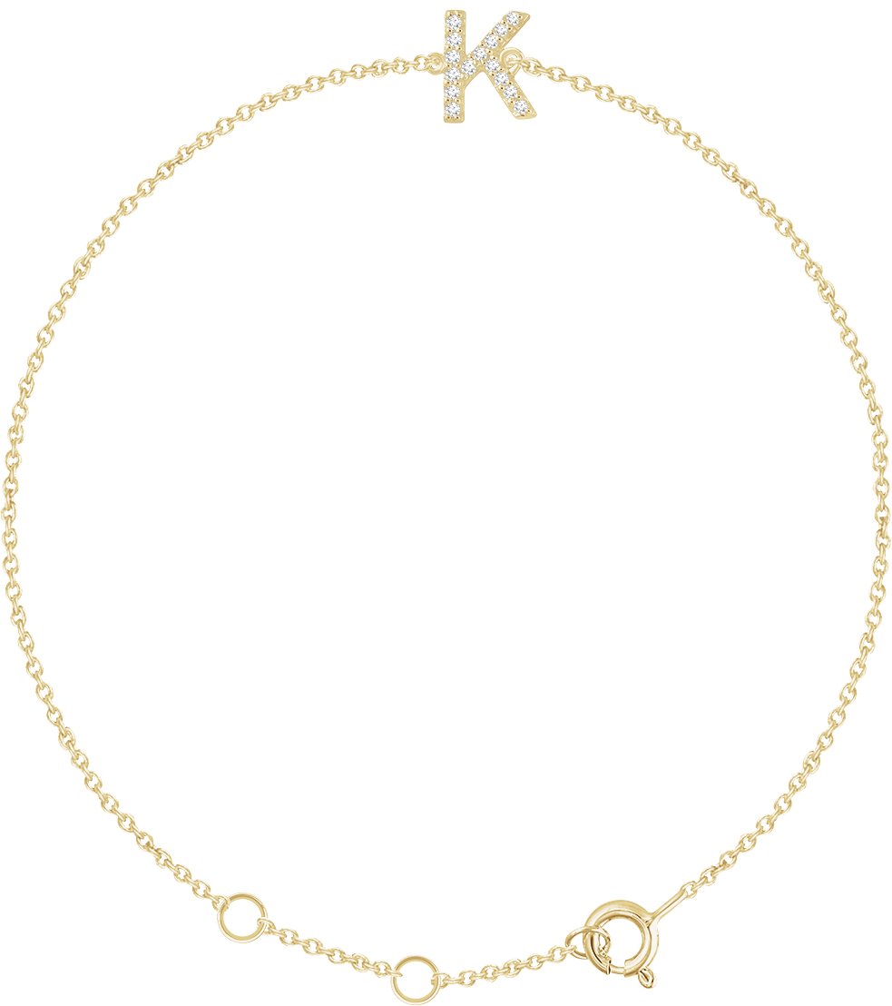 14K Yellow Gold Diamond Initial Bracelet