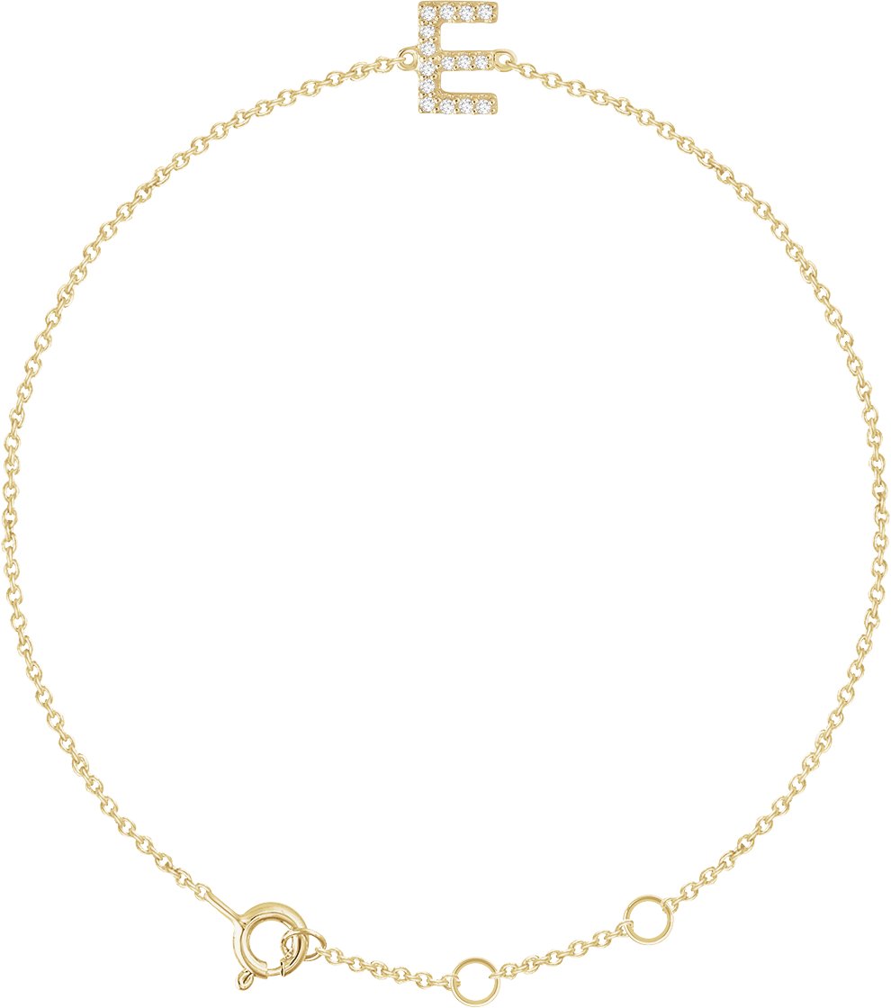 The Initial Bracelet with Diamonds - 14K Yellow Gold