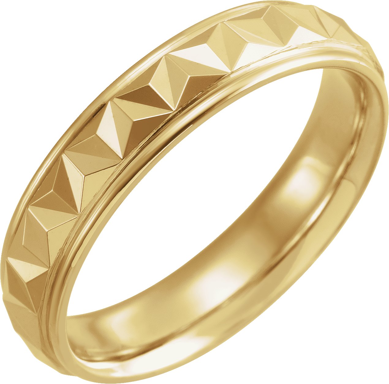 14K Yellow 5 mm Geometric Band with Polished Finish Size 19.5