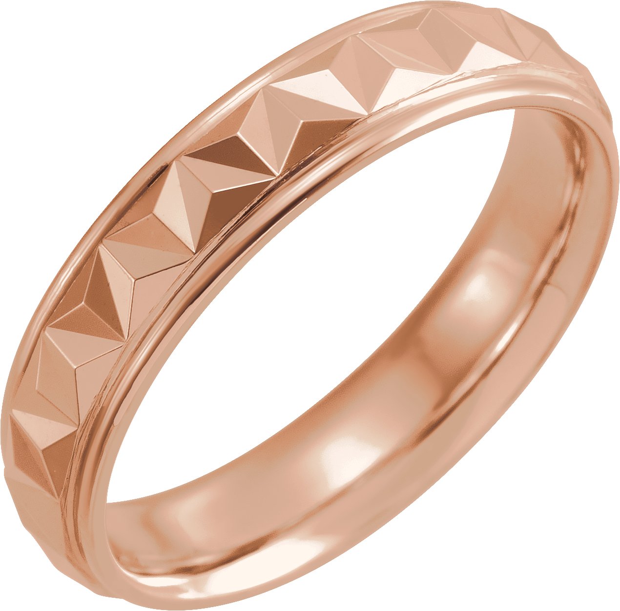 10K Rose 5 mm Geometric Band with Polished Finish Size 16